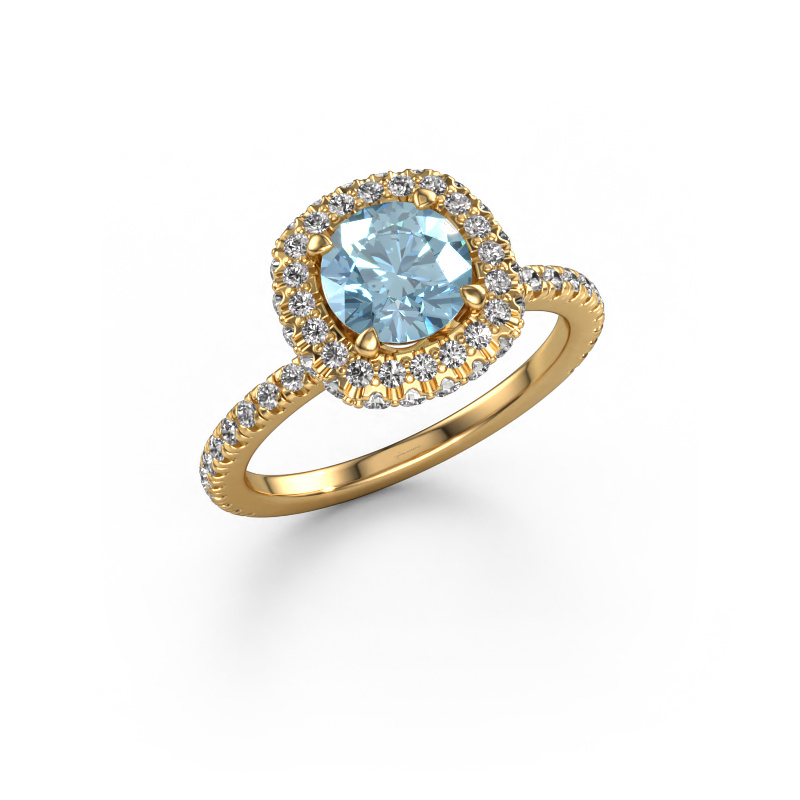 Image of Engagement ring Talitha RND 585 gold Blue lab grown diamond 6.5 mm