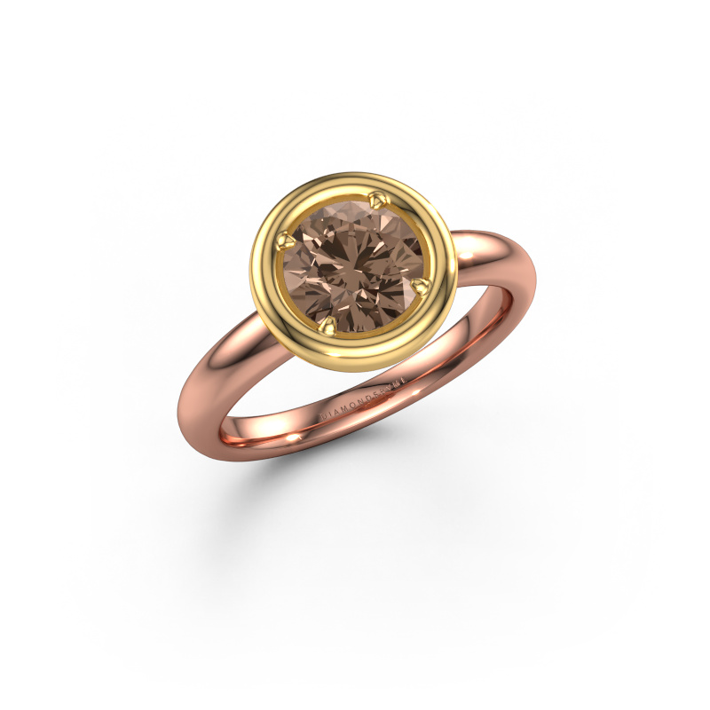 Image de Bague de fiançailles Noa RND 585 or rose Diamant brun 1.20 crt