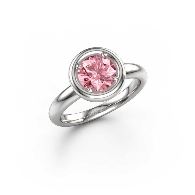 Afbeelding van Verlovingsring Noa RND 950 platina Roze lab grown diamant 6.8 mm