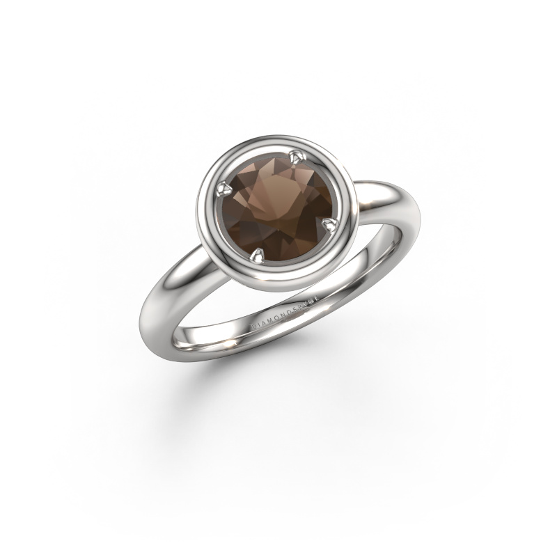 Afbeelding van Verlovingsring Noa RND 950 platina Rookkwarts 6.8 mm