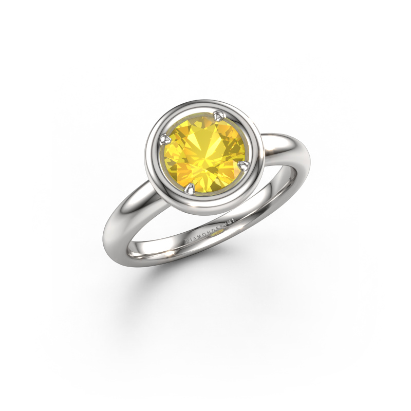 Image de Bague de fiançailles Noa RND 950 platine Saphir jaune 6.8 mm