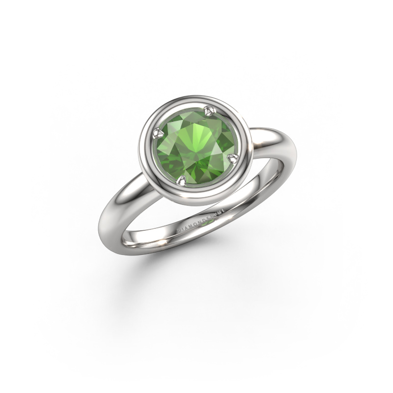 Bild von Verlobungsring Noa RND 950 Platin Turmalin grün 6.8 mm