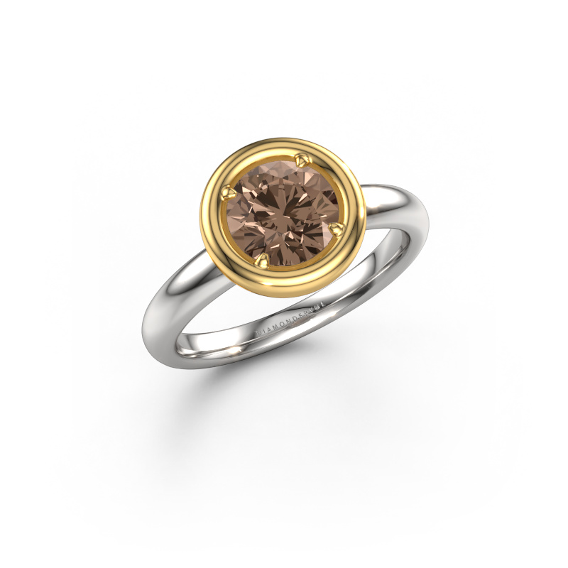 Image de Bague de fiançailles Noa RND 585 or blanc Diamant brun 1.20 crt