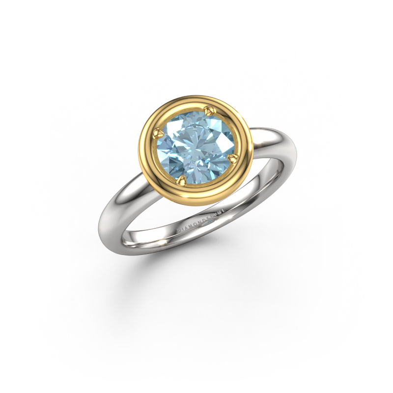 Bild von Verlobungsring Noa RND 585 Weißgold Blauer Labordiamant 6.8 mm