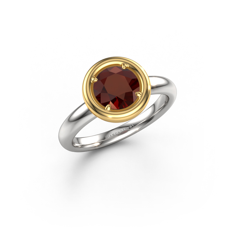 Afbeelding van Verlovingsring Noa RND 585 witgoud Granaat 6.8 mm