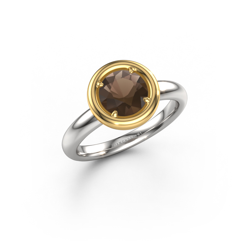 Afbeelding van Verlovingsring Noa RND 585 witgoud Rookkwarts 6.8 mm
