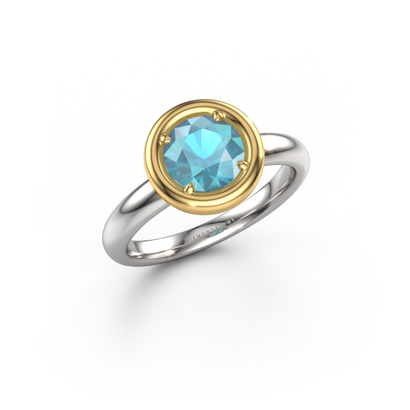 Bild von Verlobungsring Noa RND 585 Weißgold Blau Topas 6.8 mm