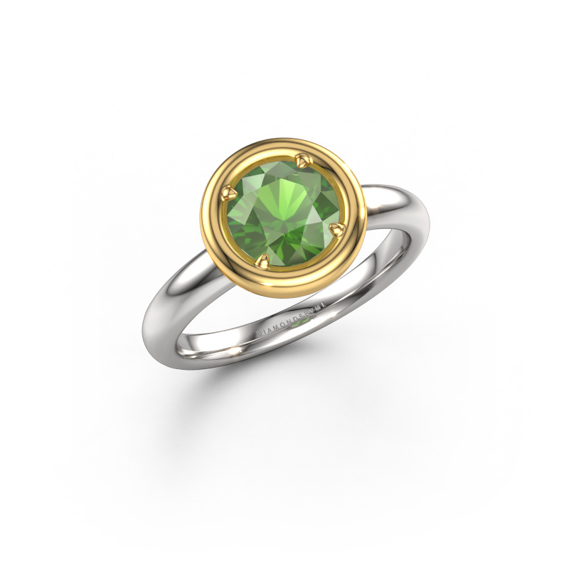 Bild von Verlobungsring Noa RND 585 Weißgold Turmalin grün 6.8 mm