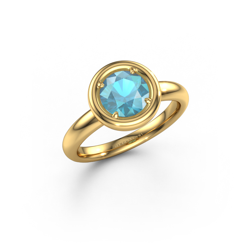 Bild von Verlobungsring Noa RND 585 Gold Blau Topas 6.8 mm
