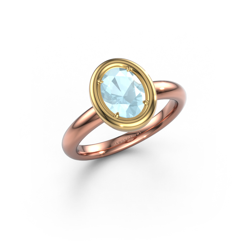 Image of Engagement ring Noa OVL 585 rose gold Aquamarine 8x6 mm