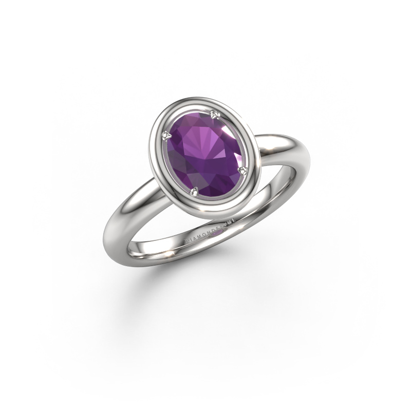 Afbeelding van Verlovingsring Noa OVL 950 platina Amethist 8x6 mm