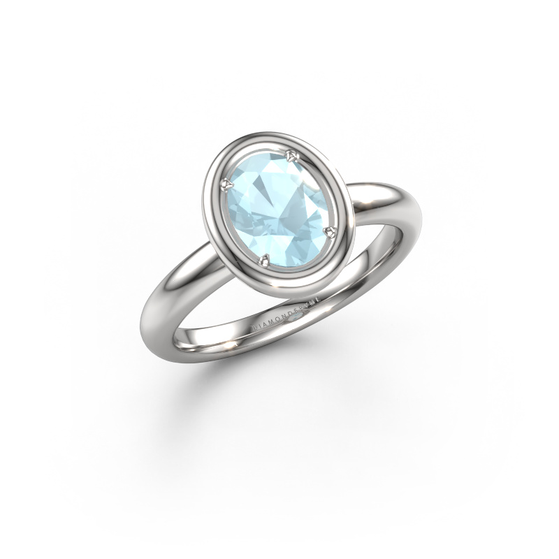Bild von Verlobungsring Noa OVL 950 Platin Aquamarin 8x6 mm