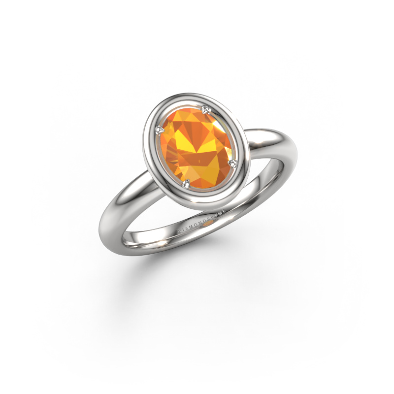 Image de Bague de fiançailles Noa OVL 950 platine Citrine 8x6 mm