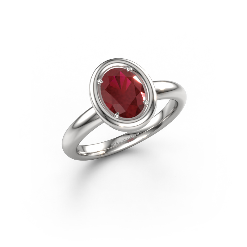 Image of Engagement ring Noa OVL 950 platinum Ruby 8x6 mm
