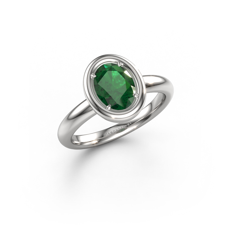 Bild von Verlobungsring Noa OVL 950 Platin Smaragd 8x6 mm
