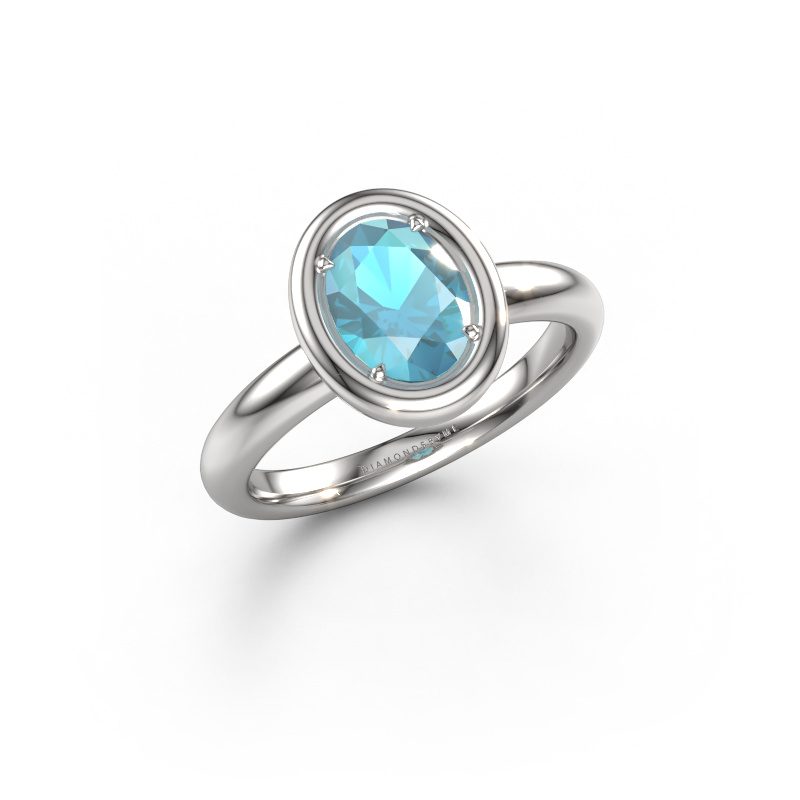 Image de Bague de fiançailles Noa OVL 950 platine Topaze bleue 8x6 mm
