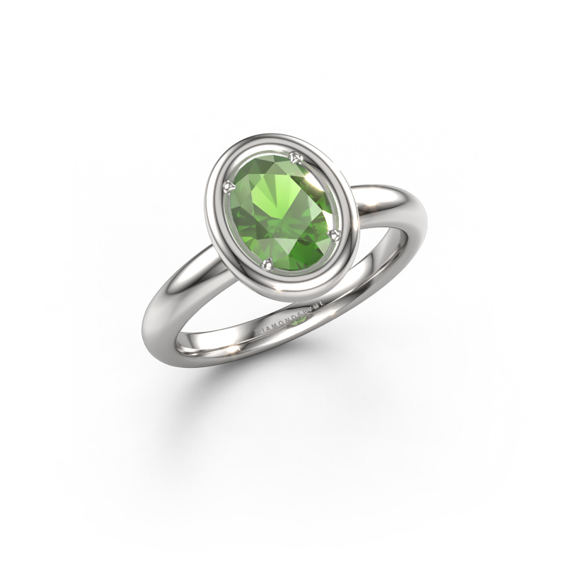 Image de Bague de fiançailles Noa OVL 950 platine Vert tourmaline 8x6 mm