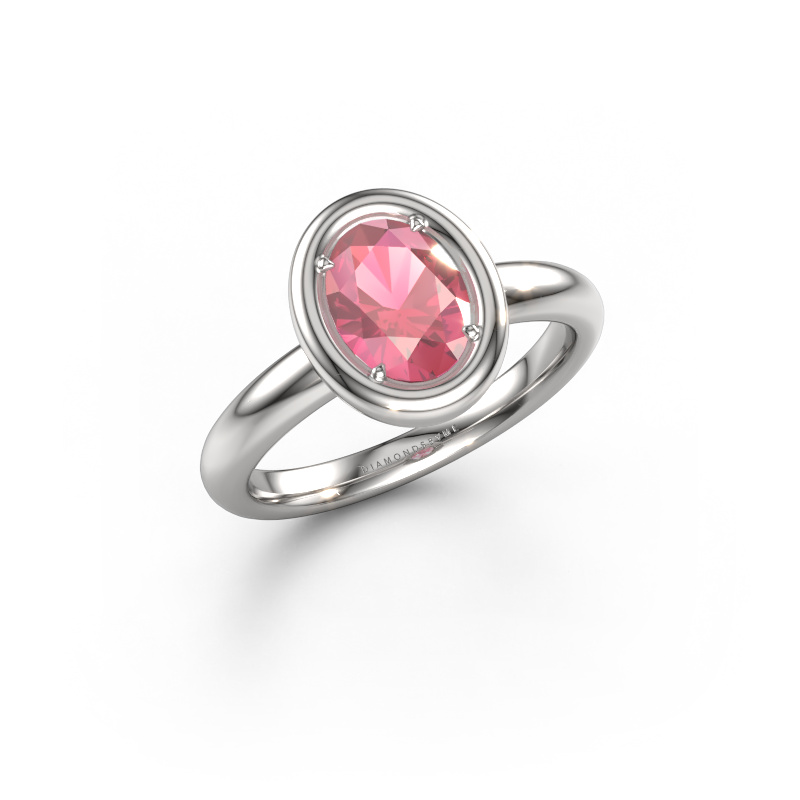 Image of Engagement ring Noa OVL 950 platinum Tourmaline pink 8x6 mm
