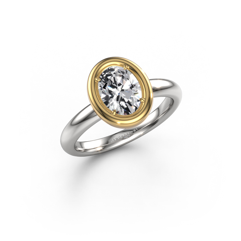 Image de Bague de fiançailles Noa OVL 585 or blanc Diamant synthétique 1.10 crt