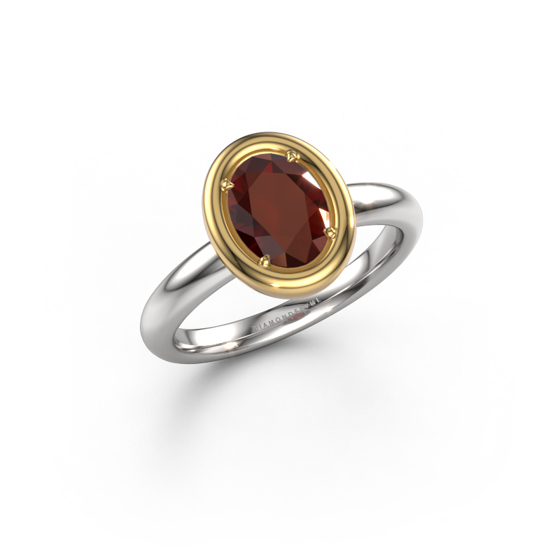 Image of Engagement ring Noa OVL 585 white gold Garnet 8x6 mm