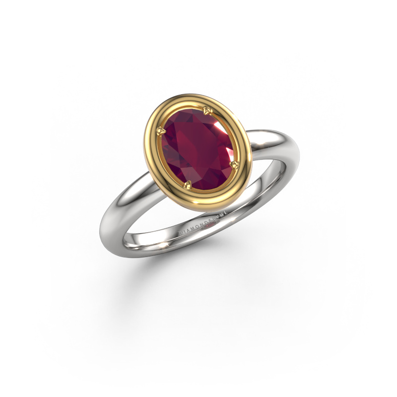 Image de Bague de fiançailles Noa OVL 585 or blanc Rhodolite 8x6 mm