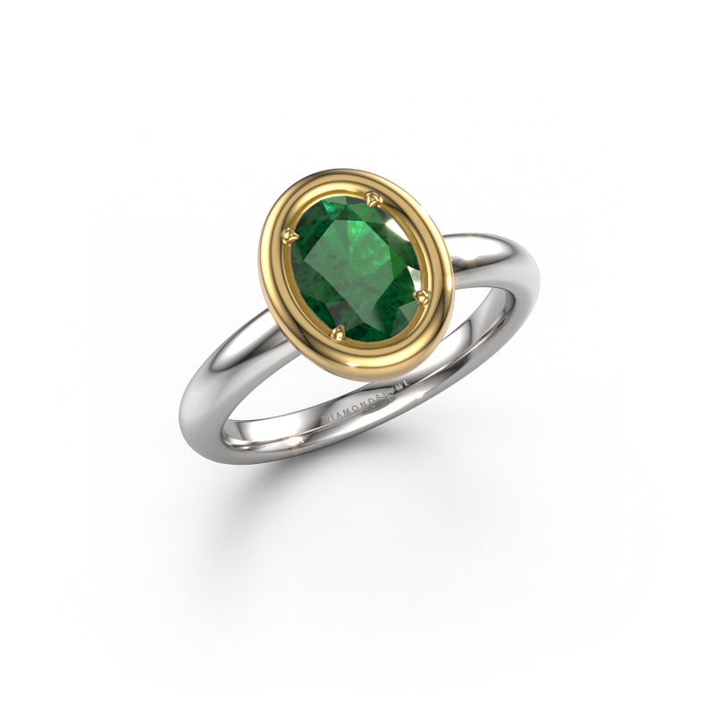 Bild von Verlobungsring Noa OVL 585 Weißgold Smaragd 8x6 mm