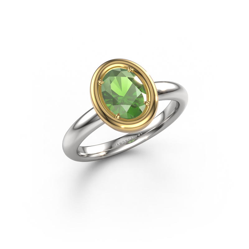Image de Bague de fiançailles Noa OVL 585 or blanc Vert tourmaline 8x6 mm