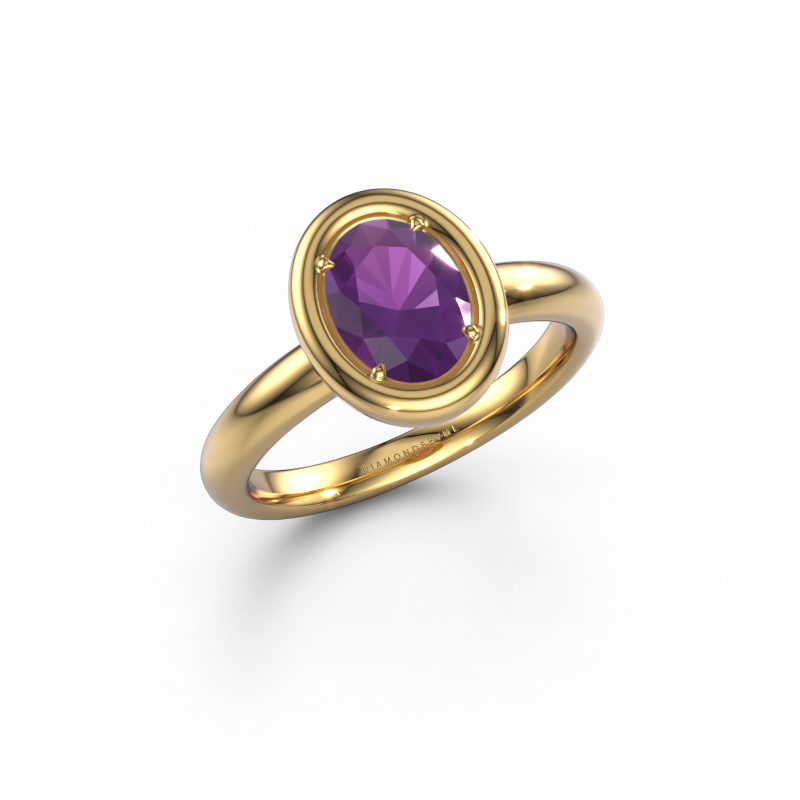 Image of Engagement ring Noa OVL 585 gold Amethyst 8x6 mm