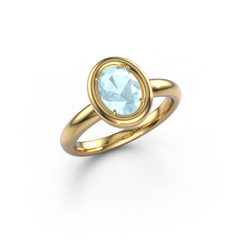 Image of Engagement ring Noa OVL 585 gold Aquamarine 8x6 mm