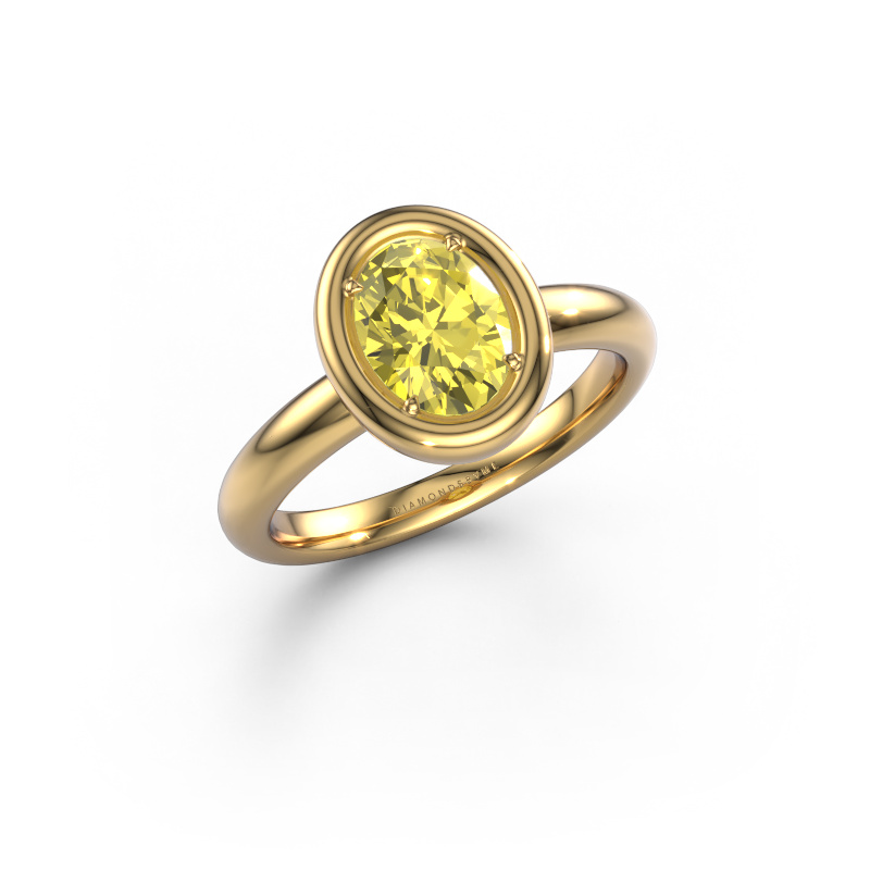 Image of Engagement ring Noa OVL 585 gold Yellow lab grown diamond 8x6 mm