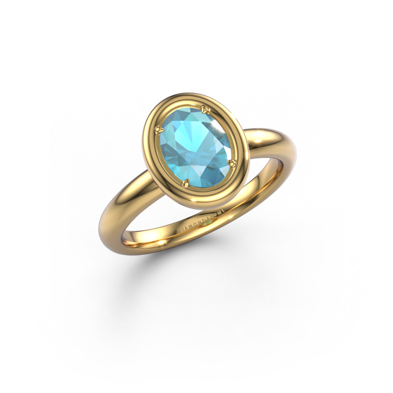 Bild von Verlobungsring Noa OVL 585 Gold Blau Topas 8x6 mm
