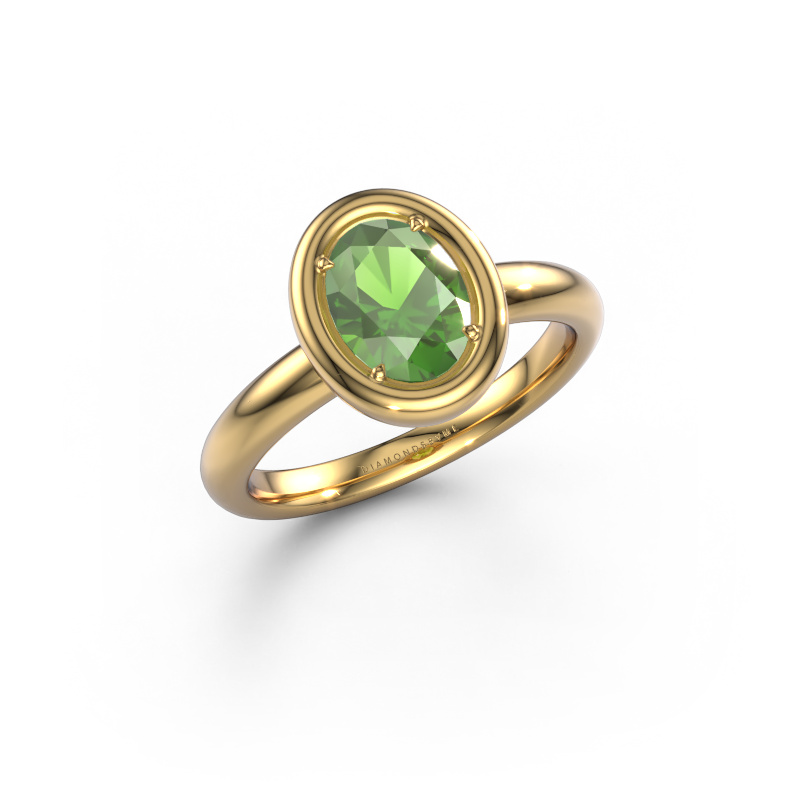 Image of Engagement ring Noa OVL 585 gold Tourmaline green 8x6 mm