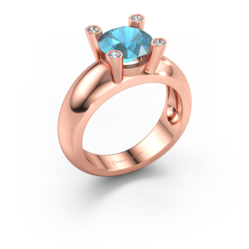 Immagine di Anello Tamara RND 585 oro rosa Topazio blu 8 mm