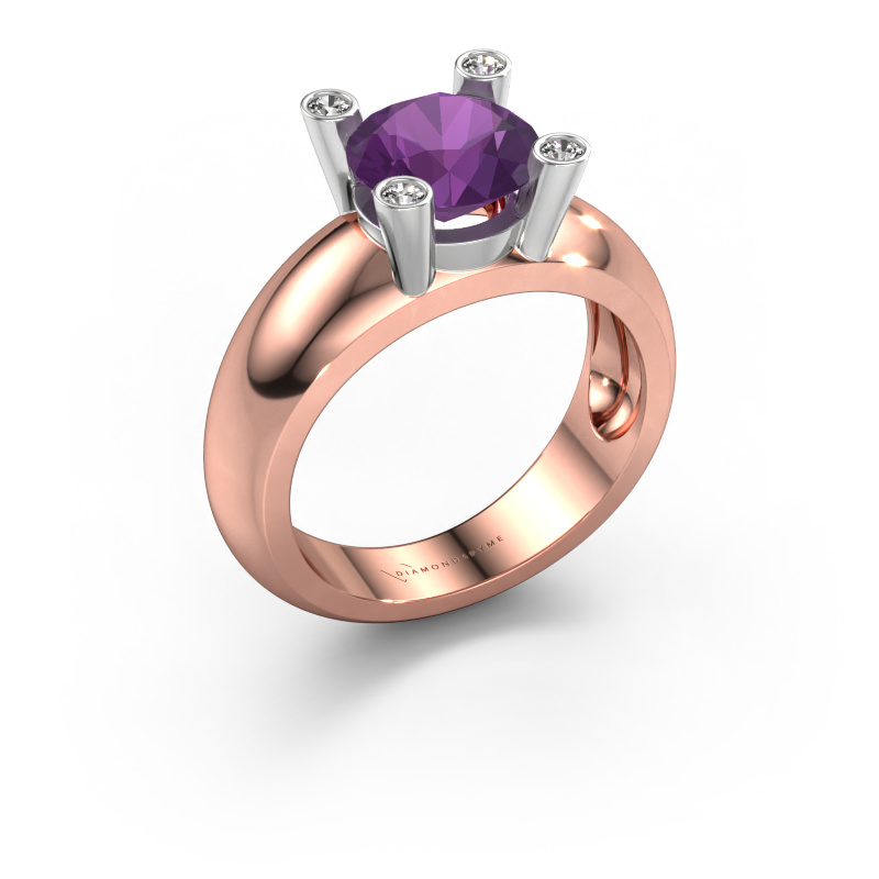 Afbeelding van Ring Tamara RND 585 rosé goud Amethist 8 mm