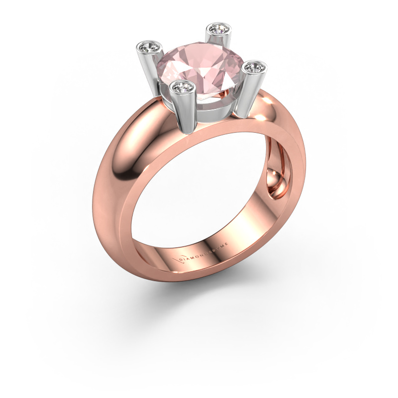 Image of Ring Tamara RND 585 rose gold Morganite champagne 8 mm