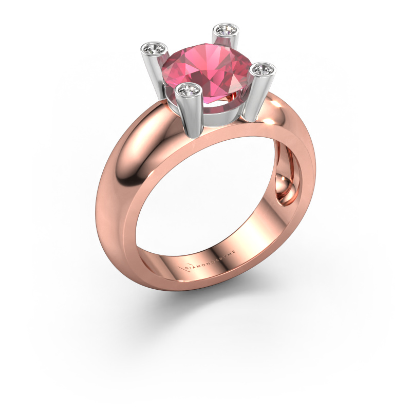 Image of Ring Tamara RND 585 rose gold Tourmaline pink 8 mm