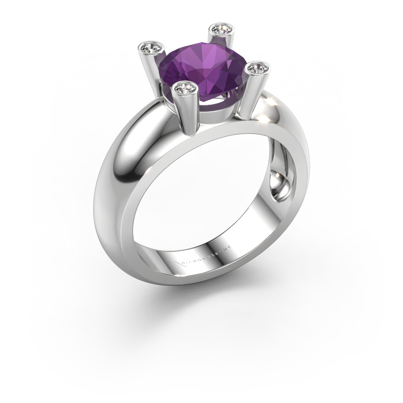 Image of Ring Tamara RND 585 white gold Amethyst 8 mm