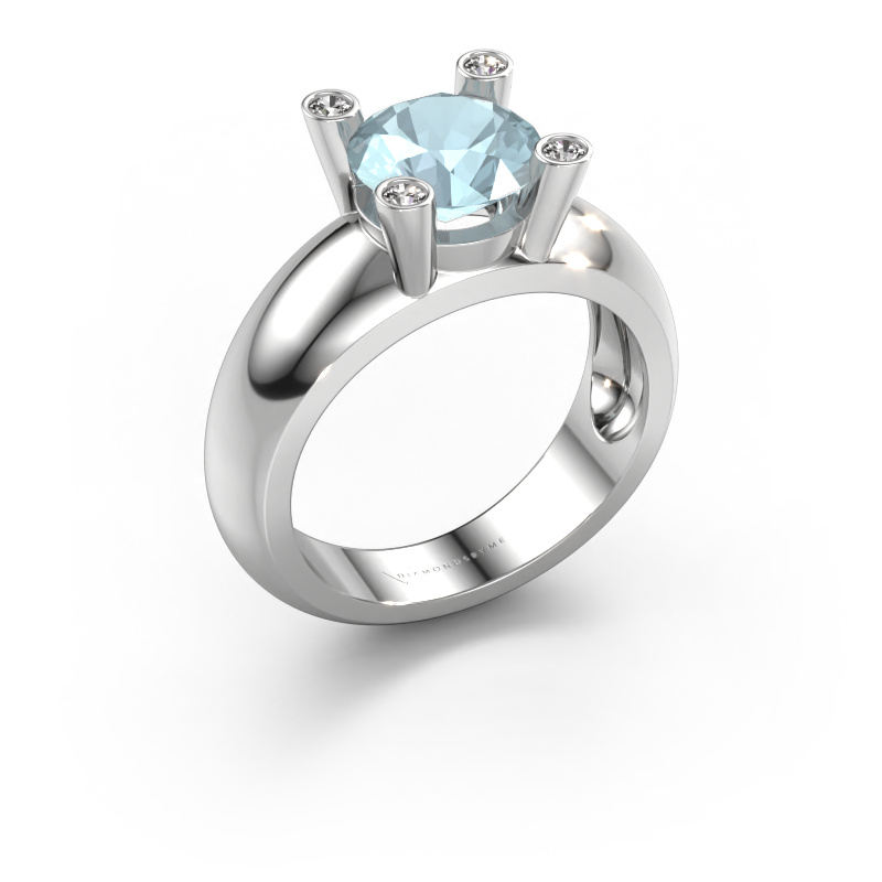 Image of Ring Tamara RND 585 white gold Aquamarine 8 mm