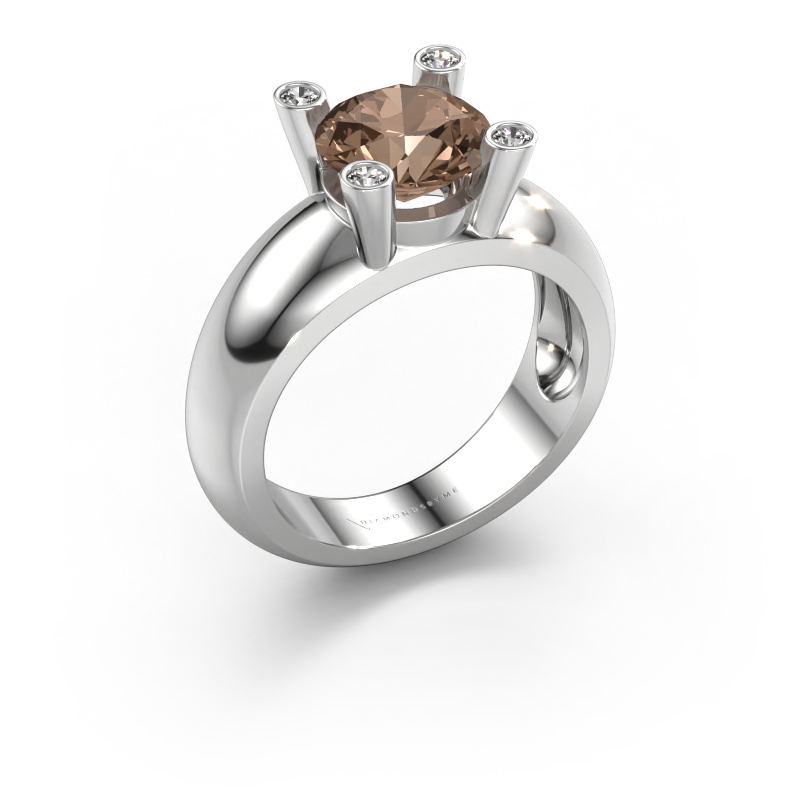 Image of Ring Tamara RND 585 white gold Brown diamond 2.10 crt