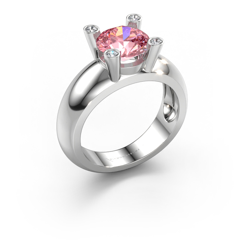 Image de Bague Tamara RND 585 or blanc Diamant synthétique roze 8 mm
