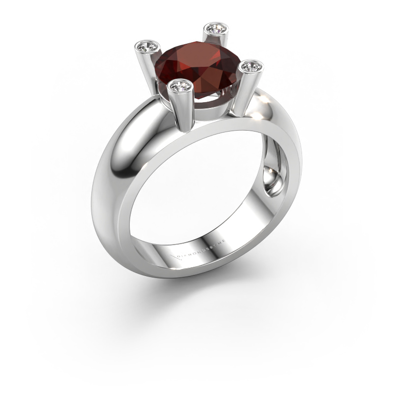 Image of Ring Tamara RND 585 white gold Garnet 8 mm