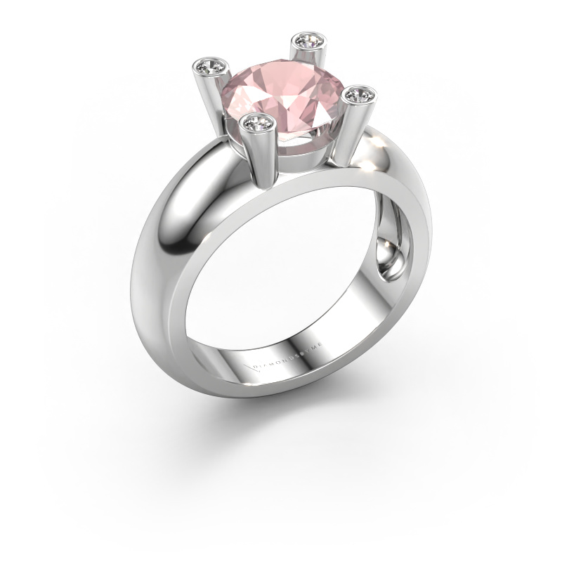 Image of Ring Tamara RND 585 white gold Morganite champagne 8 mm