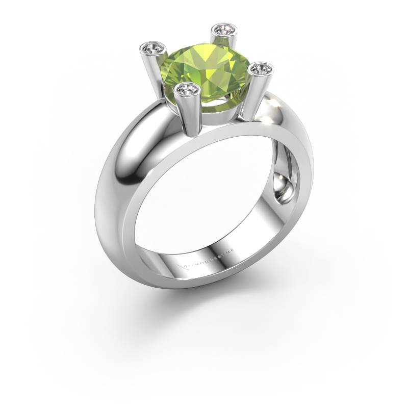 Image of Ring Tamara RND 585 white gold Peridot 8 mm