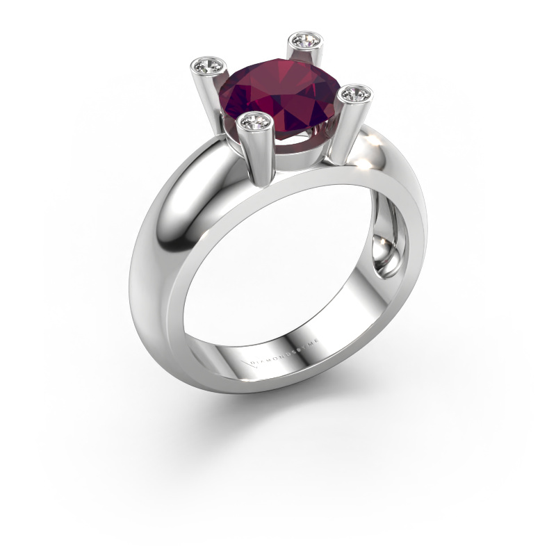 Image of Ring Tamara RND 585 white gold Rhodolite 8 mm
