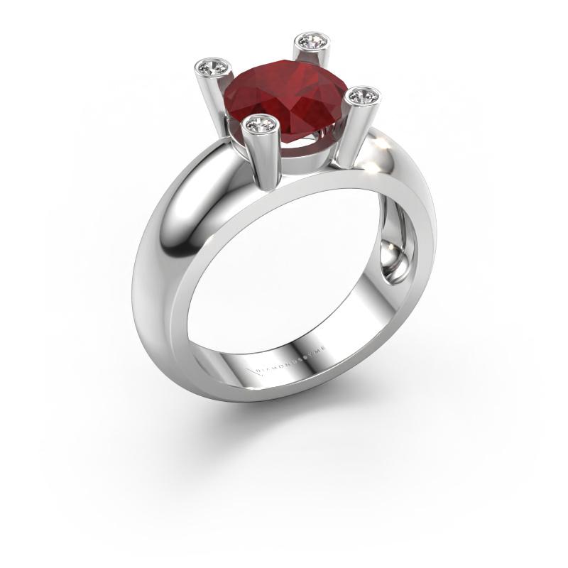 Image of Ring Tamara RND 585 white gold Ruby 8 mm