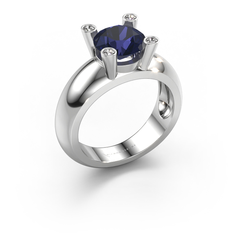 Image of Ring Tamara RND 585 white gold Sapphire 8 mm
