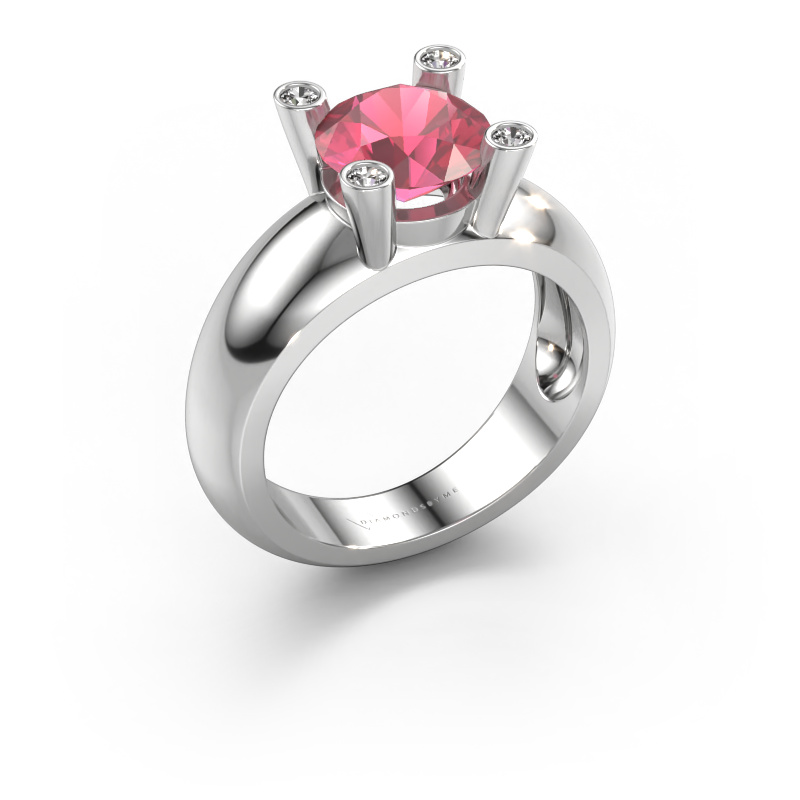 Image of Ring Tamara RND 585 white gold Tourmaline pink 8 mm
