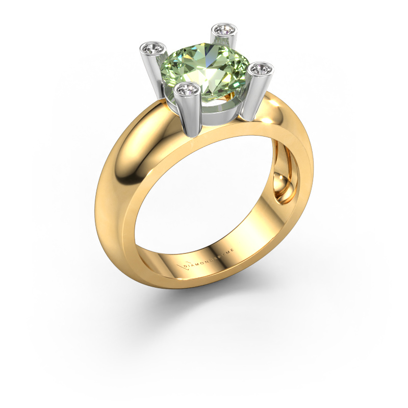 Image of Ring Tamara RND 585 gold Green lab grown diamond 8 mm