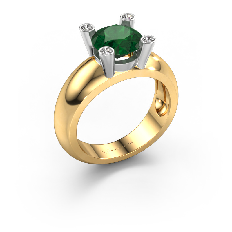 Image of Ring Tamara RND 585 gold Emerald 8 mm