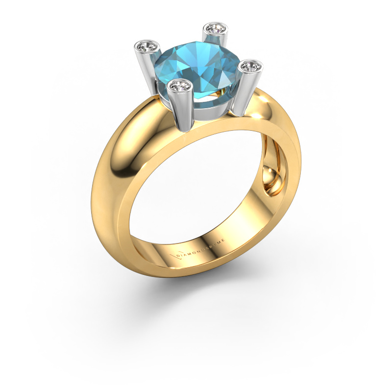 Image of Ring Tamara RND 585 gold Blue topaz 8 mm
